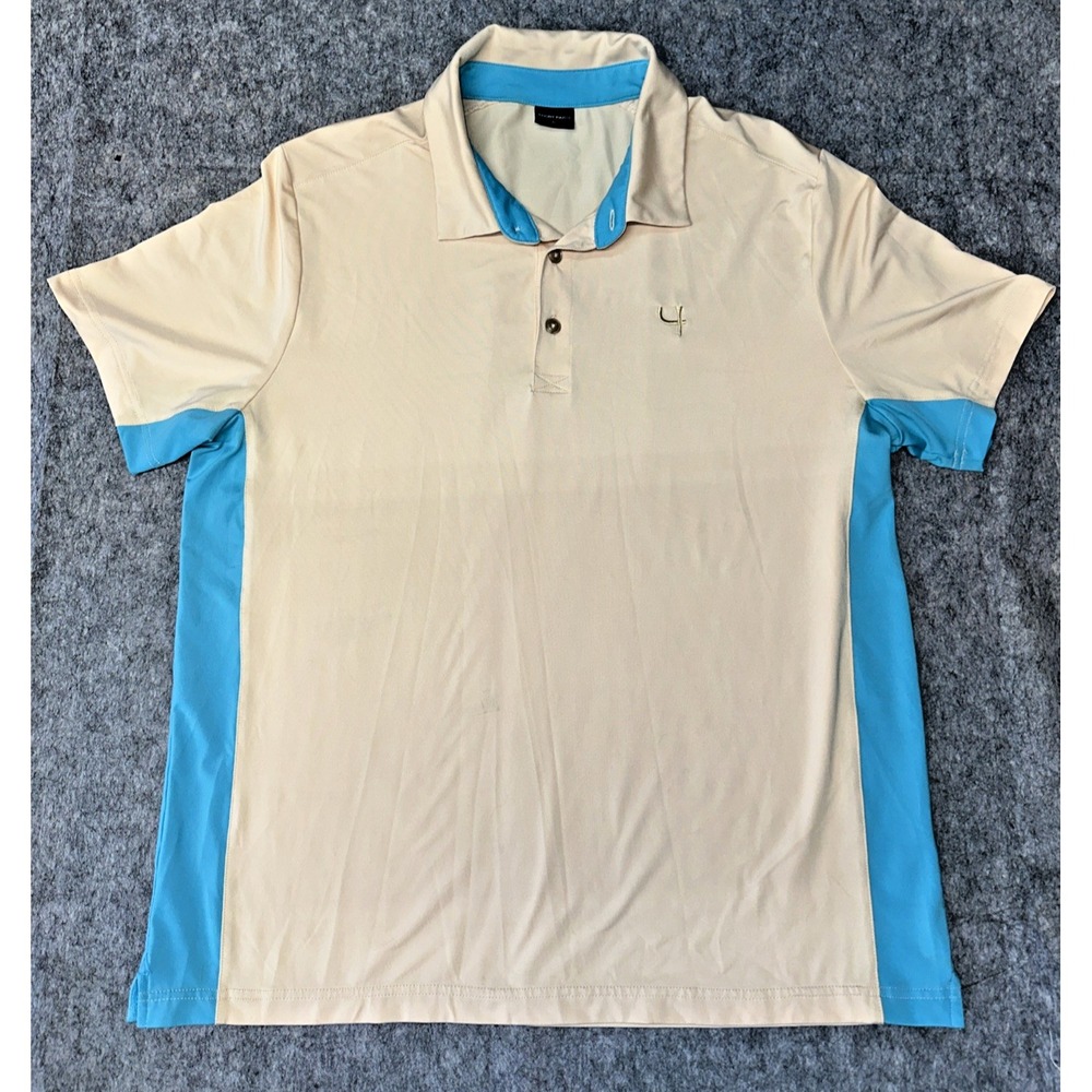 Short Par 4 Shirt Men L  Golf‎ Polo Short Sleeve Collar Logo Stretch (47-8)